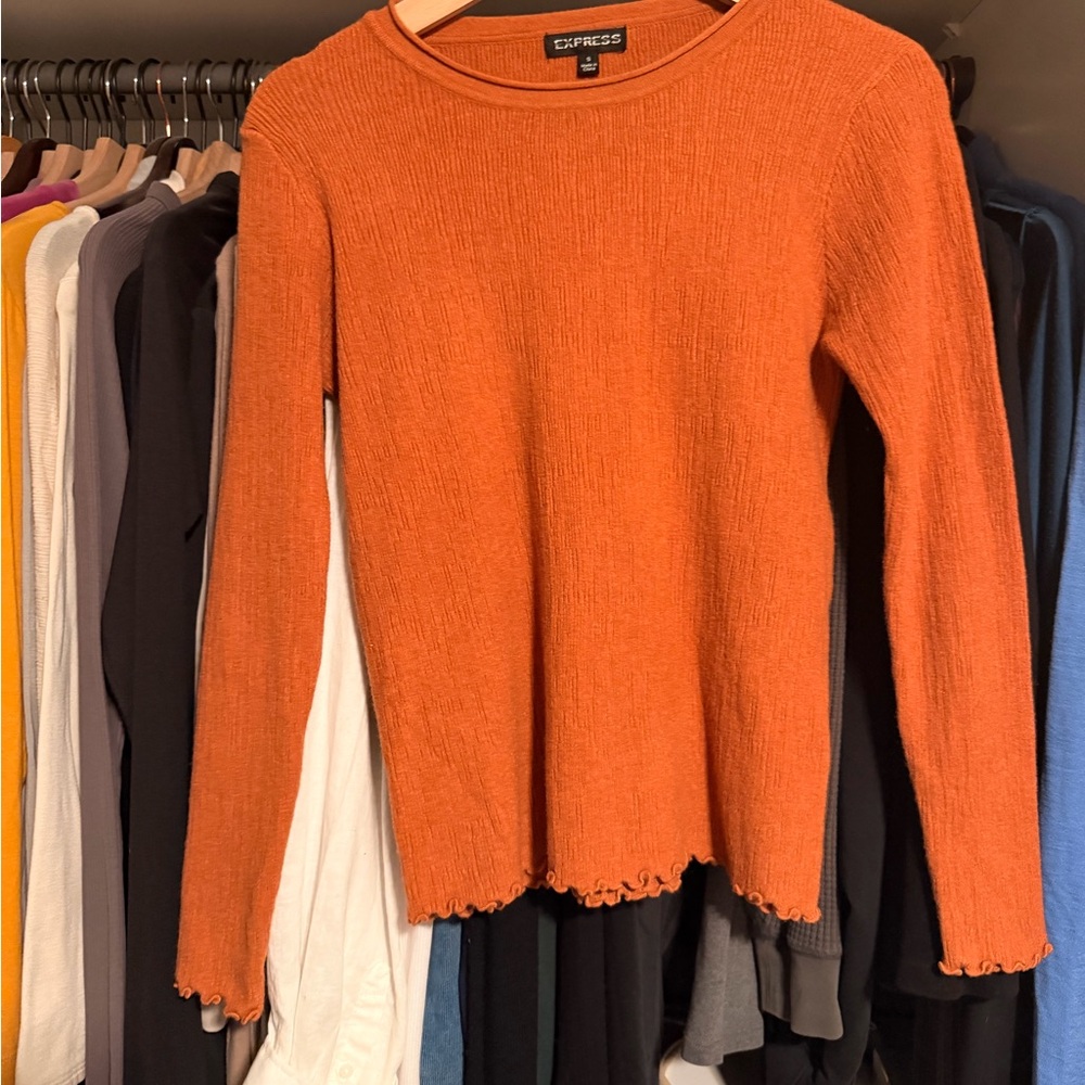 Express Vibrant Orange Long Sleeve Top